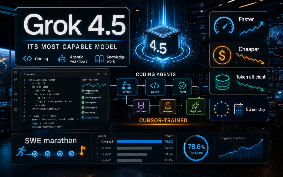 SpaceXAI launches Grok 4.5, its strongest model yet, co-trained with Cursor
