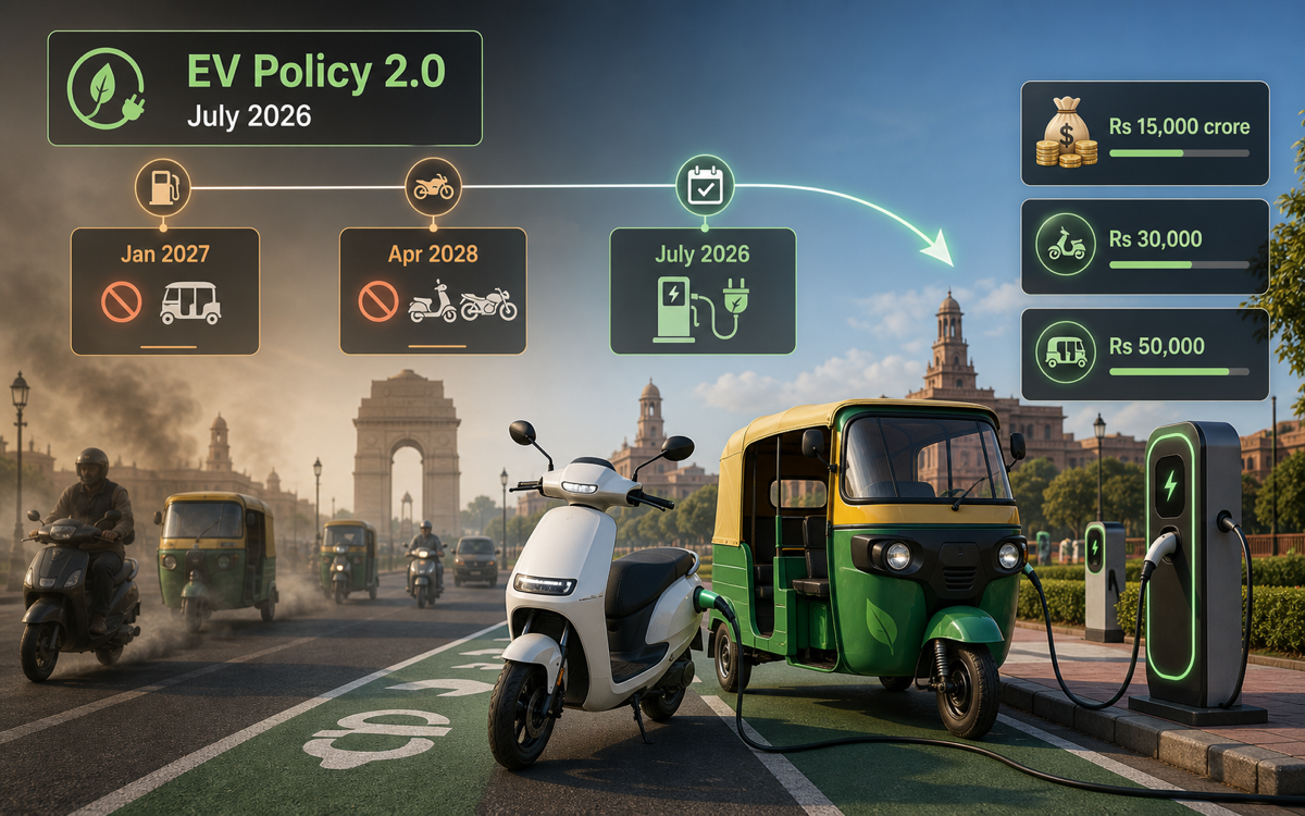 Delhi Approves EV Policy 2.0, Bars New Petrol Two-Wheeler Registrations From 2028