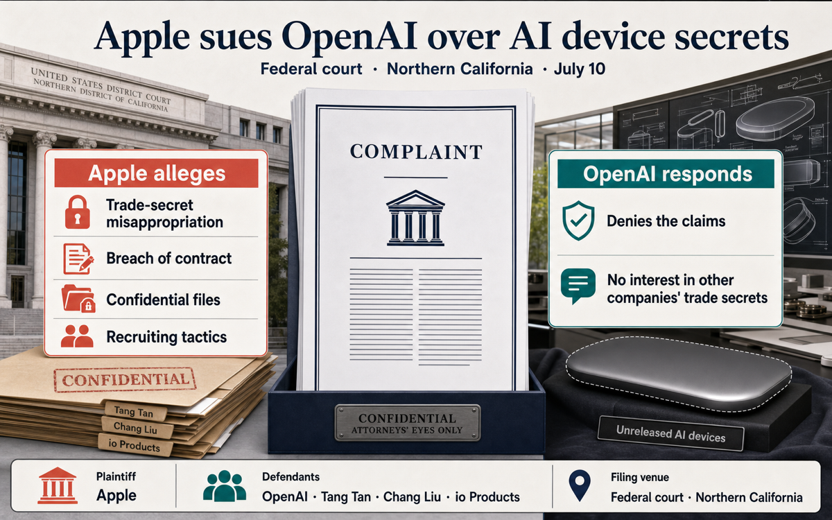 Apple sues OpenAI, alleging stolen trade secrets behind its upcoming AI devices