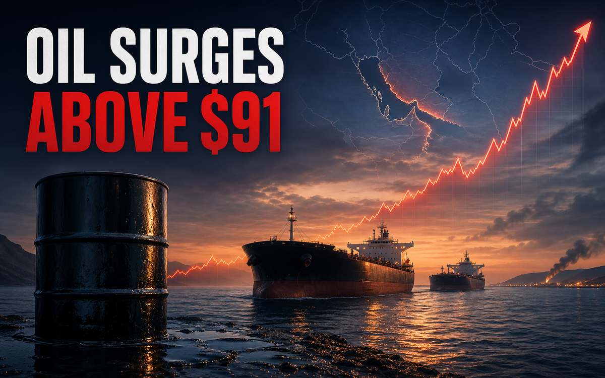 Oil surges more than 5% past $91 as Houthis hit Saudi tankers