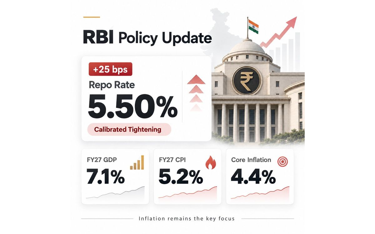 RBI lifts repo rate 25 bps to 5.5% in first hike since February 2023