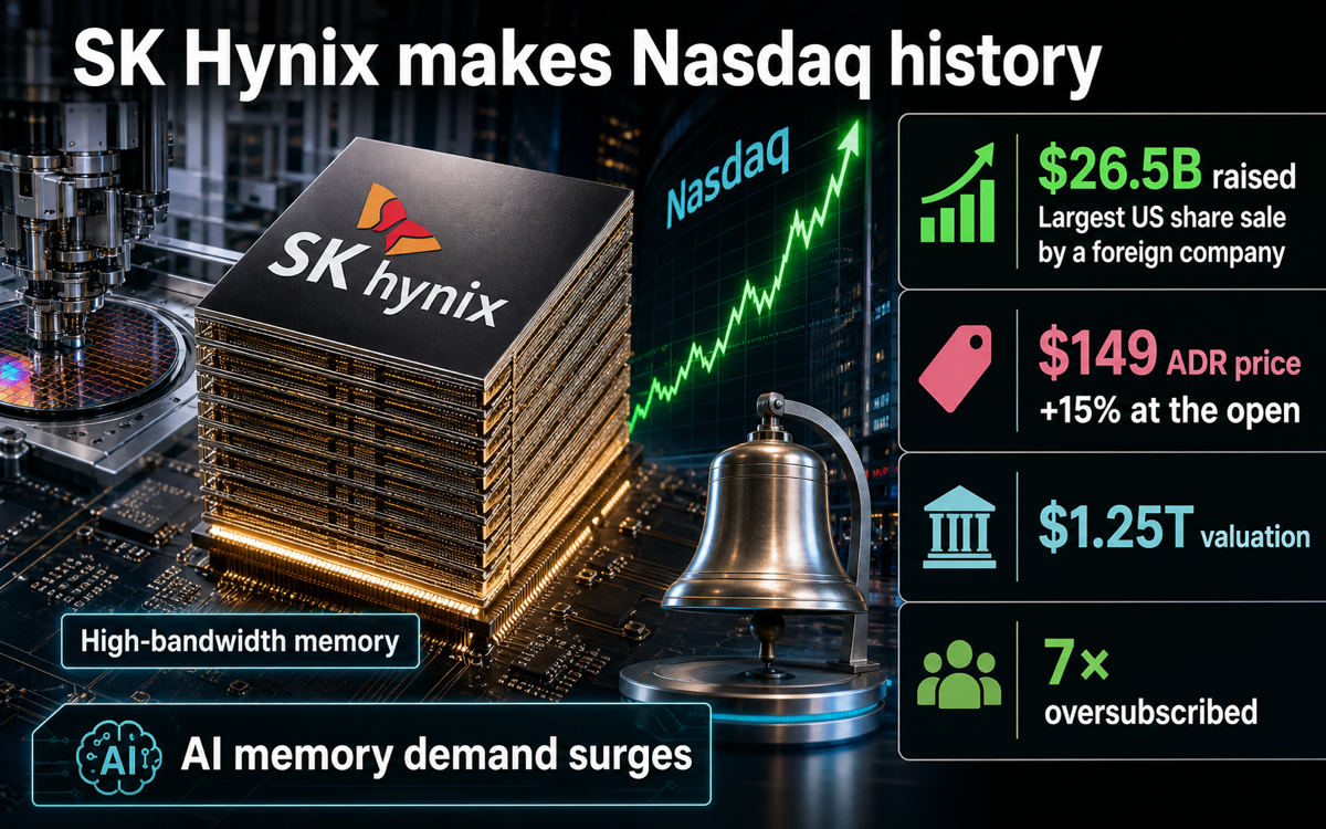 SK Hynix's $26.5B Nasdaq debut is the biggest-ever US listing by a foreign firm