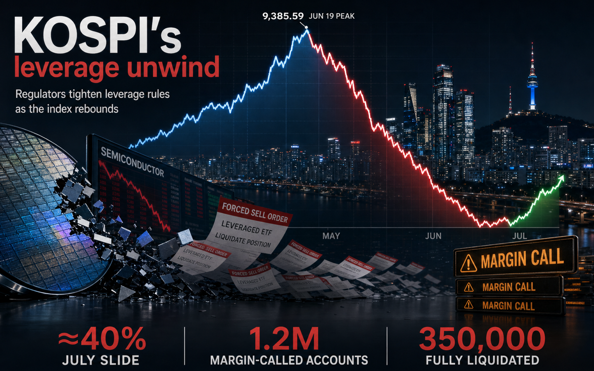 Margin calls unwind Korea's chip rally: Kospi down 40% from its June record